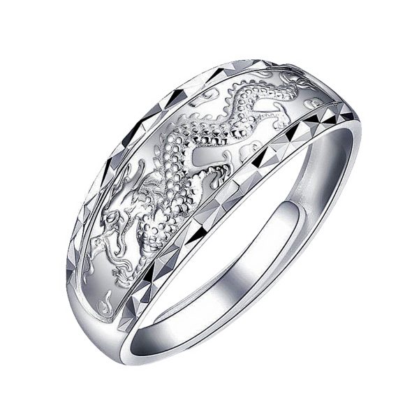 Silver Dragon and Phoenix Rings