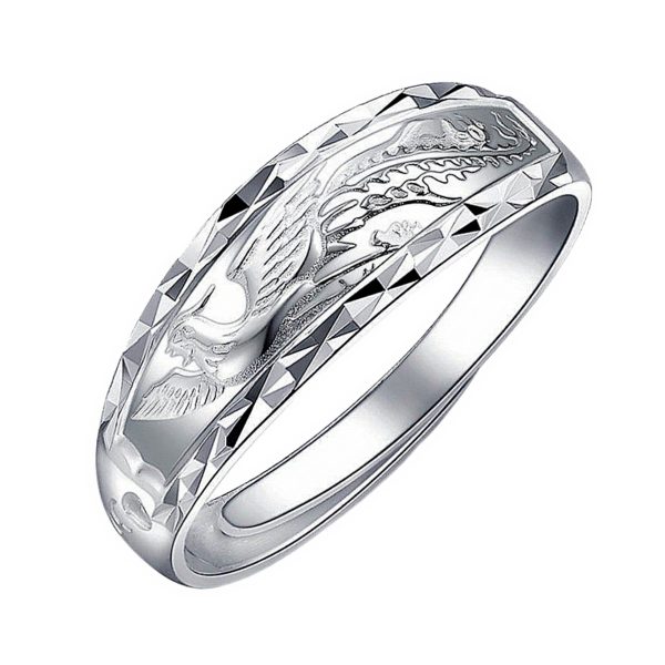 Silver Dragon and Phoenix Rings