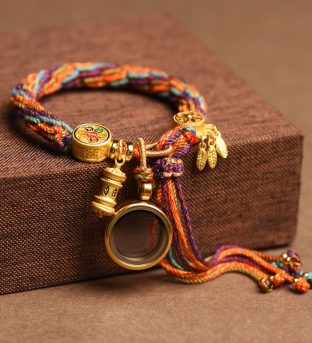 Tibetan Om Mani Padme Hum Dreamcatcher Luck Colorful Reincarnation Knot String Bracelet