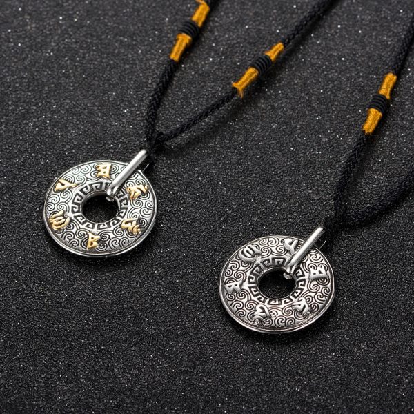 Tibetan Mani Mantra Coin Necklace