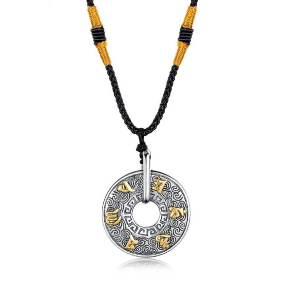 Tibetan Mani Mantra Coin Necklace