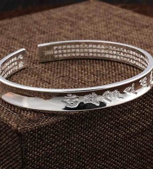 Tibetan Mantra Cuff Bracelet with Heart Sutra