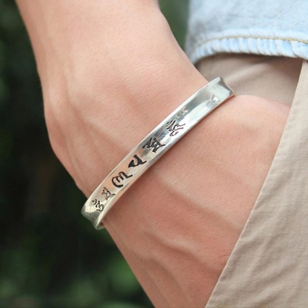 Tibetan Mantra Cuff Bracelet with Heart Sutra