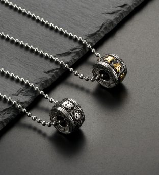 Titanium Steel Buddhist Mantra Necklace