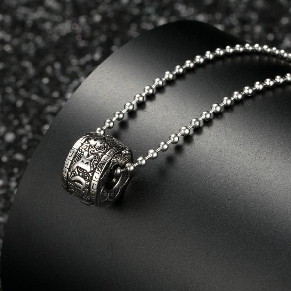 Titanium Steel Buddhist Mantra Necklace
