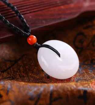 White Jade Disk Necklace