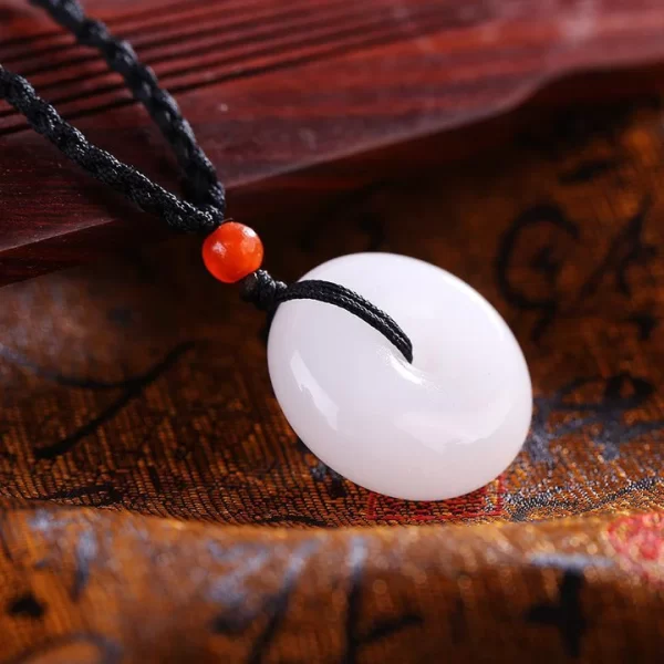 White Jade Disk Necklace