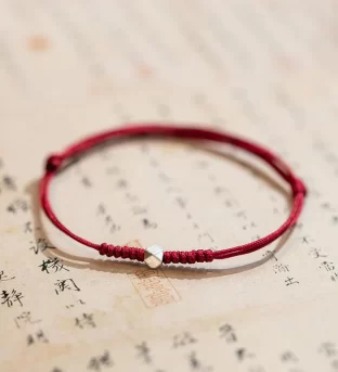 925 Sterling Silver Luck Bead Protection Red String Braided Bracelet