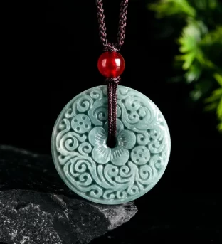 Blue Water Jadeite Jade Pendant Necklace
