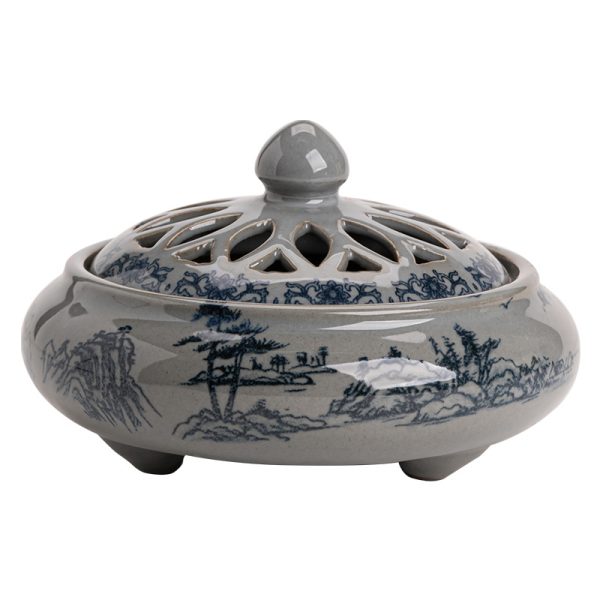 Ceramic Blue and White Porcelain Chinese Incense Burner Spiritual Energy Supplies