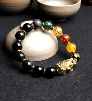 Feng Shui Green Natural Alabaster Jade Pixiu Bracelet