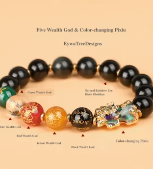 Feng Shui Green Natural Alabaster Jade Pixiu Bracelet