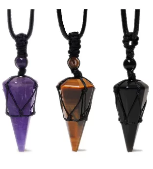 Natural Stone Pointed Pendant Necklace