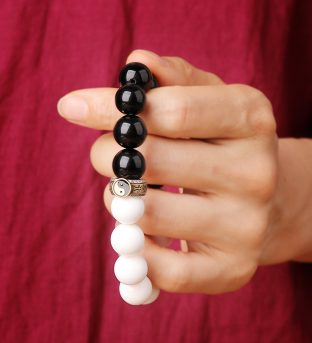 Obsidian Nine Characters Yin Yang Tai Chi Mixed Beads Bracelet