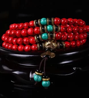 Tibetan Mala Red Turquoise Lucky Necklace Bracelet