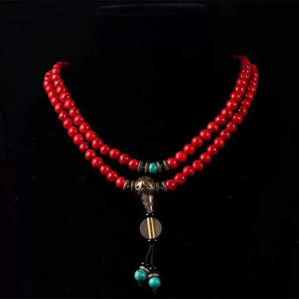 Tibetan Mala Red Turquoise Lucky Necklace Bracelet