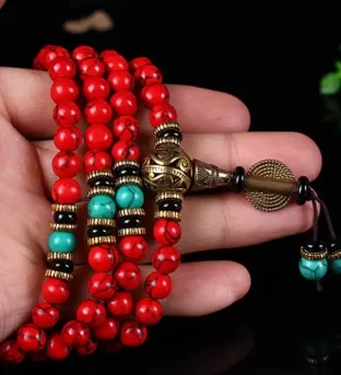 Tibetan Mala Red Turquoise Lucky Necklace Bracelet