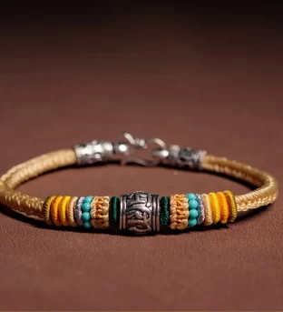 Handmade 925 Sterling Silver Tibetan Om Mani Padme Hum Purity Braided Bracelet