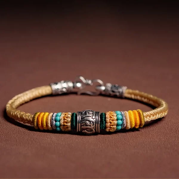 Handmade 925 Sterling Silver Tibetan Om Mani Padme Hum Purity Braided Bracelet
