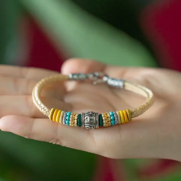 Handmade 925 Sterling Silver Tibetan Om Mani Padme Hum Purity Braided Bracelet