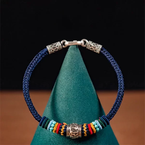 Handmade 925 Sterling Silver Tibetan Om Mani Padme Hum Purity Braided Bracelet