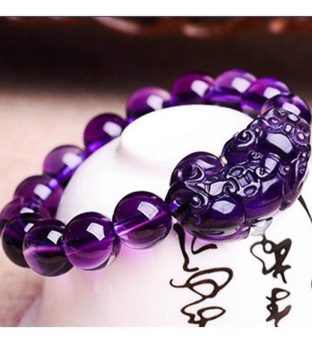 Wealth Pixiu Charm in Natural Amethyst Bracelet
