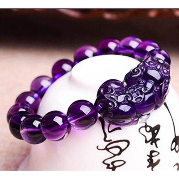 Wealth Pixiu Charm in Natural Amethyst Bracelet