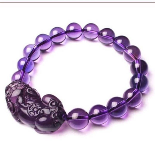 Wealth Pixiu Charm in Natural Amethyst Bracelet