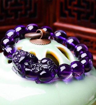 Wealth Pixiu Charm in Natural Amethyst Bracelet