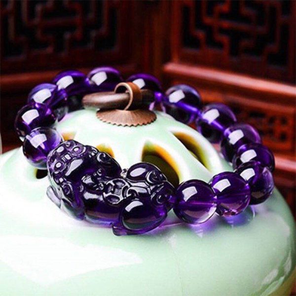 Wealth Pixiu Charm in Natural Amethyst Bracelet